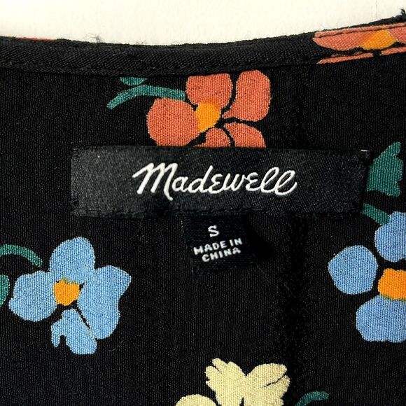 Madewell Top Size Small Black Wrap Floral Flowers Bottom Tie - Picture 4 of 4